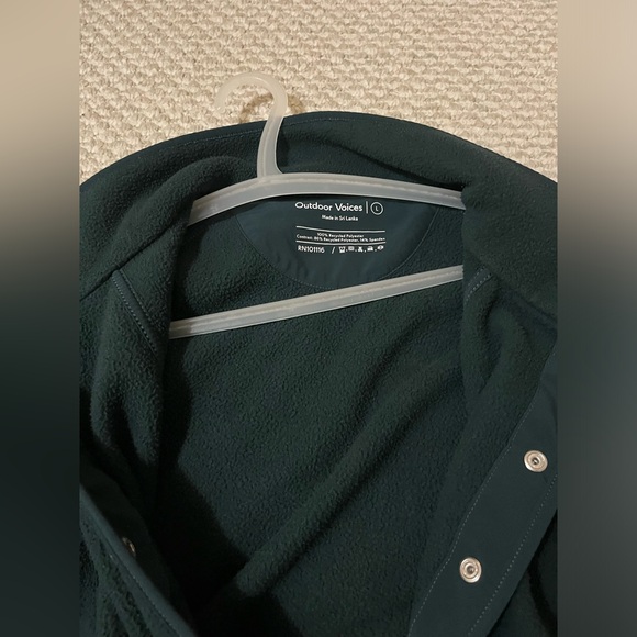 Outdoor Voices Dark Green RecFleece Snap Jacket with Boxy Silhouette - Picture 4 of 5
